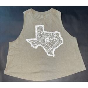 Charmed Fox Small Texas Cropped Muscle Tank Cacti Bloom SO CUTE